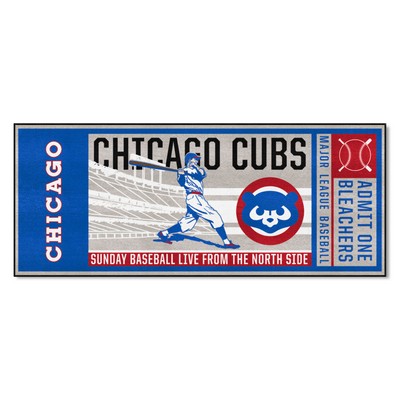 Fan Mats  LLC Chicago Cubs Ticket Runner Rug - 30in. x 72in.1990 Gray