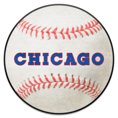 Fan Mats  LLC Chicago Cubs Baseball Rug - 27in. Diameter1990 White