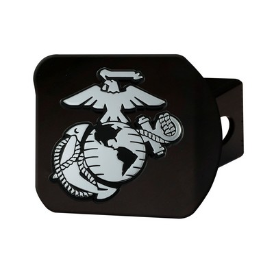Fan Mats  LLC U.S. Marines Black Metal Hitch Cover with Metal Chrome 3D Emblem Black