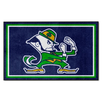 Fan Mats  LLC Notre Dame Fighting Irish 4ft. x 6ft. Plush Area Rug, Leprechaun Navy