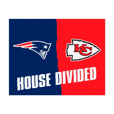 Fan Mats  LLC NFL House Divided - Patriots / chiefs House Divided Rug - 34 in. x 42.5 in. Multi