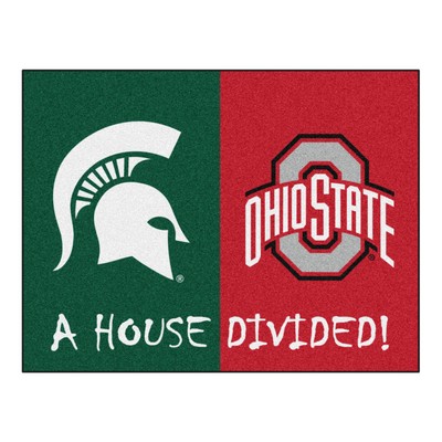 Fan Mats  LLC House Divided - Michigan State / Ohio State House Divided House Divided Rug - 34 in. x 42.5 in. Multi