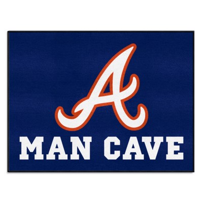 Fan Mats  LLC Atlanta Braves Man Cave All-Star Rug - 34 in. x 42.5 in. Navy