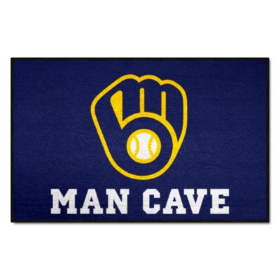 Fan Mats  LLC Milwaukee Brewers Man Cave Starter Mat Accent Rug - 19in. x 30in. Navy