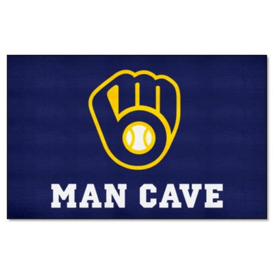 Fan Mats  LLC Milwaukee Brewers Man Cave Ulti-Mat Rug - 5ft. x 8ft. Navy