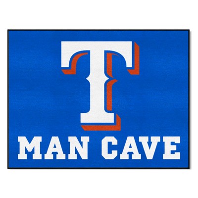 Fan Mats  LLC Texas Rangers Man Cave All-Star Rug - 34 in. x 42.5 in. Blue