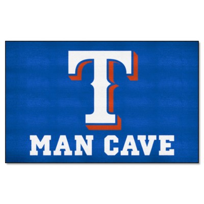 Fan Mats  LLC Texas Rangers Man Cave Ulti-Mat Rug - 5ft. x 8ft. Blue