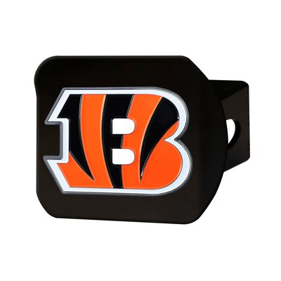 Fan Mats  LLC Cincinnati Bengals Black Metal Hitch Cover - 3D Color Emblem Orange