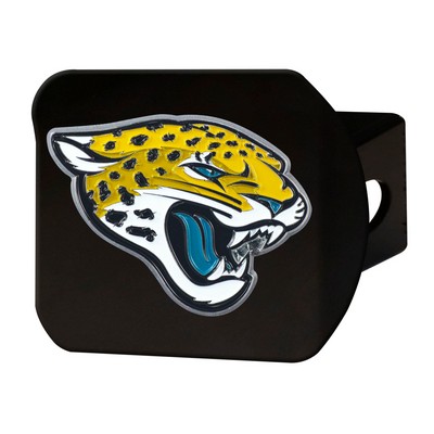 Fan Mats  LLC Jacksonville Jaguars Black Metal Hitch Cover - 3D Color Emblem Teal