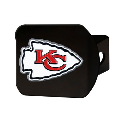 Fan Mats  LLC Kansas City Chiefs Black Metal Hitch Cover - 3D Color Emblem Red