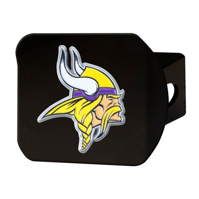 Fan Mats  LLC Minnesota Vikings Black Metal Hitch Cover - 3D Color Emblem Yellow