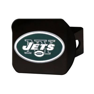 Fan Mats  LLC New York Jets Black Metal Hitch Cover - 3D Color Emblem Green