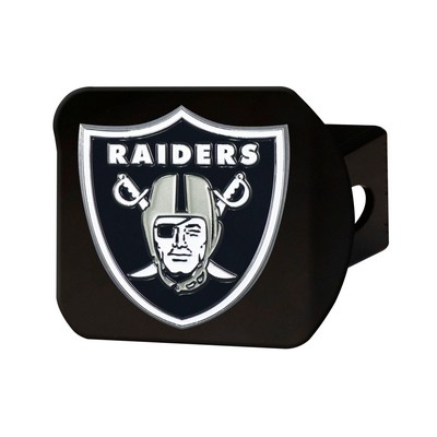 Fan Mats  LLC Las Vegas Raiders Black Metal Hitch Cover - 3D Color Emblem Black