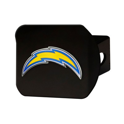 Fan Mats  LLC Los Angeles Chargers Black Metal Hitch Cover - 3D Color Emblem Yellow