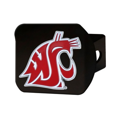 Fan Mats  LLC Washington State Cougars Black Metal Hitch Cover - 3D Color Emblem Red