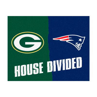 Fan Mats  LLC NFL House Divided - Packers / Patriots House Divided Rug - 34 in. x 42.5 in. Multi