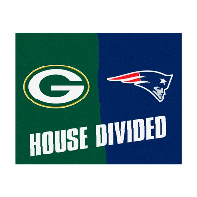 Fan Mats  LLC NFL House Divided Packers / Patriots House Divided Mat Multi