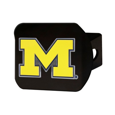 Fan Mats  LLC Michigan Wolverines Black Metal Hitch Cover - 3D Color Emblem Blue