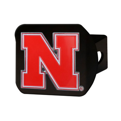 Fan Mats  LLC Nebraska Cornhuskers Black Metal Hitch Cover - 3D Color Emblem Red