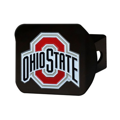 Fan Mats  LLC Ohio State Buckeyes Black Metal Hitch Cover - 3D Color Emblem Red
