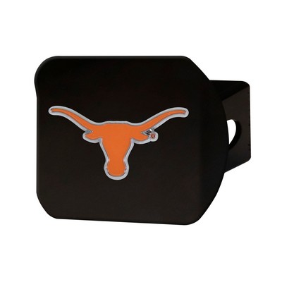 Fan Mats  LLC Texas Longhorns Black Metal Hitch Cover - 3D Color Emblem Orange