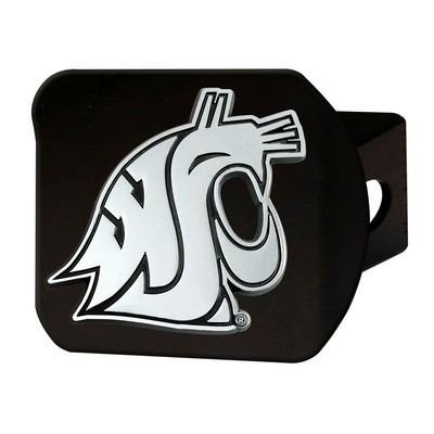 Fan Mats  LLC Washington State Cougars Black Metal Hitch Cover with Metal Chrome 3D Emblem Black