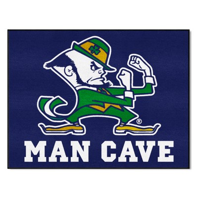 Fan Mats  LLC Notre Dame Fighting Irish Man Cave All-Star Rug - 34 in. x 42.5 in., Leprechaun Navy