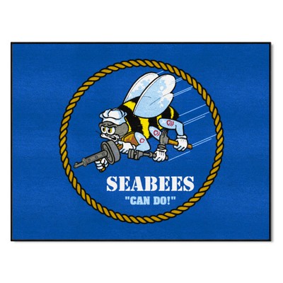 Fan Mats  LLC U.S. Navy - SEABEES All-Star Rug - 34 in. x 42.5 in. Blue