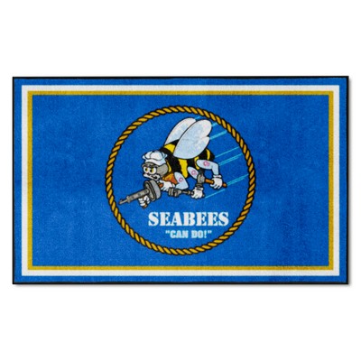 Fan Mats  LLC U.S. Navy - SEABEES 4ft. x 6ft. Plush Area Rug Blue