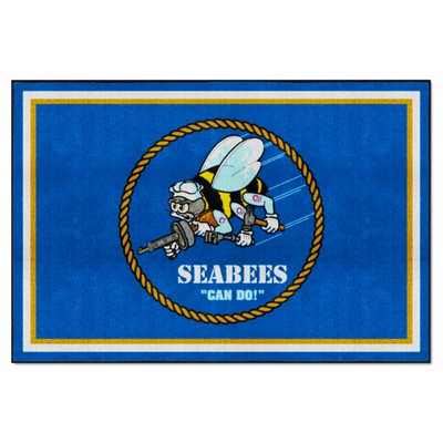 Fan Mats  LLC U.S. Navy - SEABEES 5ft. x 8 ft. Plush Area Rug Blue