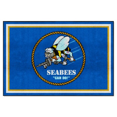 Fan Mats  LLC U.S. Navy SEABEES n/a 5x8 Rug Blue
