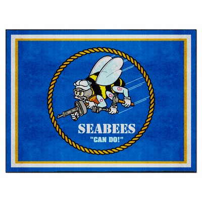 Fan Mats  LLC U.S. Navy - SEABEES 8ft. x 10 ft. Plush Area Rug Blue