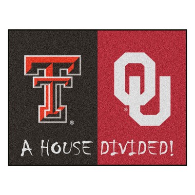Fan Mats  LLC House Divided - Texas Tech / Oklahoma House Divided House Divided Rug - 34 in. x 42.5 in. Multi
