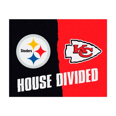 Fan Mats  LLC NFL House Divided - Steelers /Chiefs House Divided Rug - 34 in. x 42.5 in. Multi