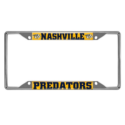 Fan Mats  LLC Nashville Predators Chrome Metal License Plate Frame, 6.25in x 12.25in Yellow