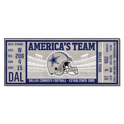 Fan Mats  LLC Dallas Cowboys Ticket Runner Rug - 30in. x 72in. Navy