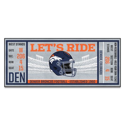 Fan Mats  LLC Denver Broncos Ticket Runner Gray