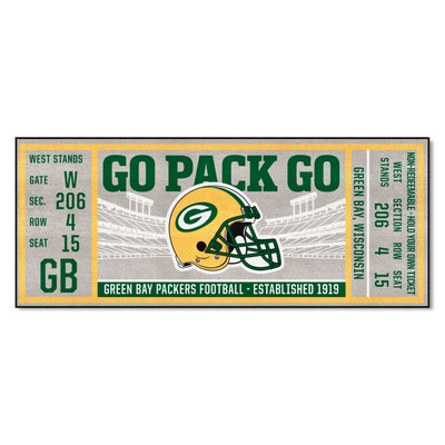 Fan Mats  LLC Green Bay Packers Ticket Runner Rug - 30in. x 72in. Green