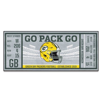 Fan Mats  LLC Green Bay Packers Ticket Runner Gray
