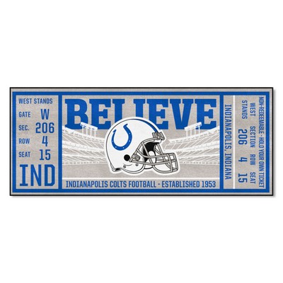 Fan Mats  LLC Indianapolis Colts Ticket Runner Rug - 30in. x 72in. Blue