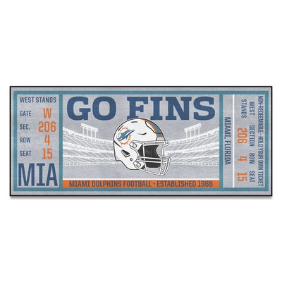 Fan Mats  LLC Miami Dolphins Ticket Runner Gray