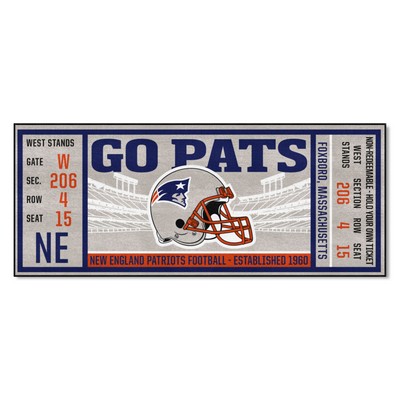 Fan Mats  LLC New England Patriots Ticket Runner Rug - 30in. x 72in. Navy
