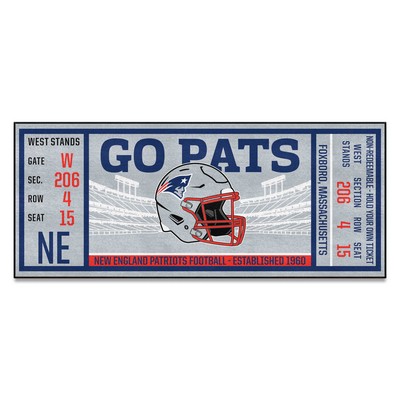 Fan Mats  LLC New England Patriots Ticket Runner Gray