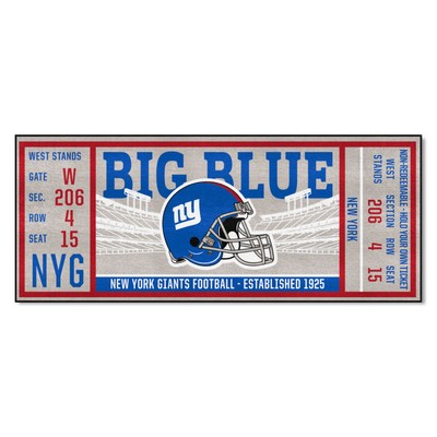 Fan Mats  LLC New York Giants Ticket Runner Rug - 30in. x 72in. Dark Blue
