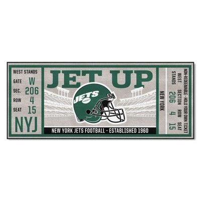 Fan Mats  LLC New York Jets Ticket Runner Rug - 30in. x 72in. Green