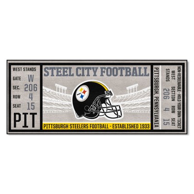 Fan Mats  LLC Pittsburgh Steelers Ticket Runner Rug - 30in. x 72in. Black