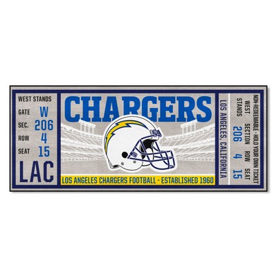 Fan Mats  LLC Los Angeles Chargers Ticket Runner Rug - 30in. x 72in. Navy