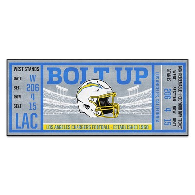 Fan Mats  LLC Los Angeles Chargers Ticket Runner Gray