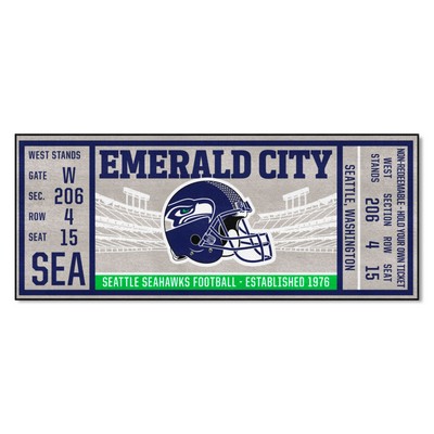 Fan Mats  LLC Seattle Seahawks Ticket Runner Rug - 30in. x 72in. Blue