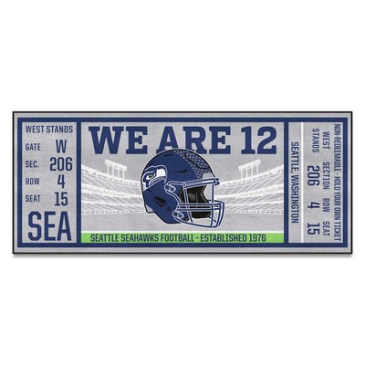 Fan Mats  LLC Seattle Seahawks Ticket Runner Gray